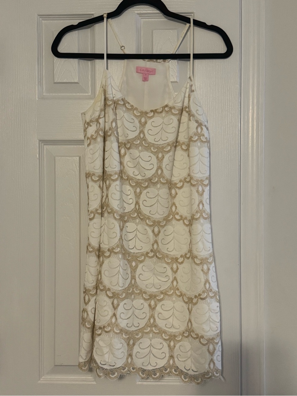Lilly Pulitzer Nadine Shift Dress with Gold Lace Overlay